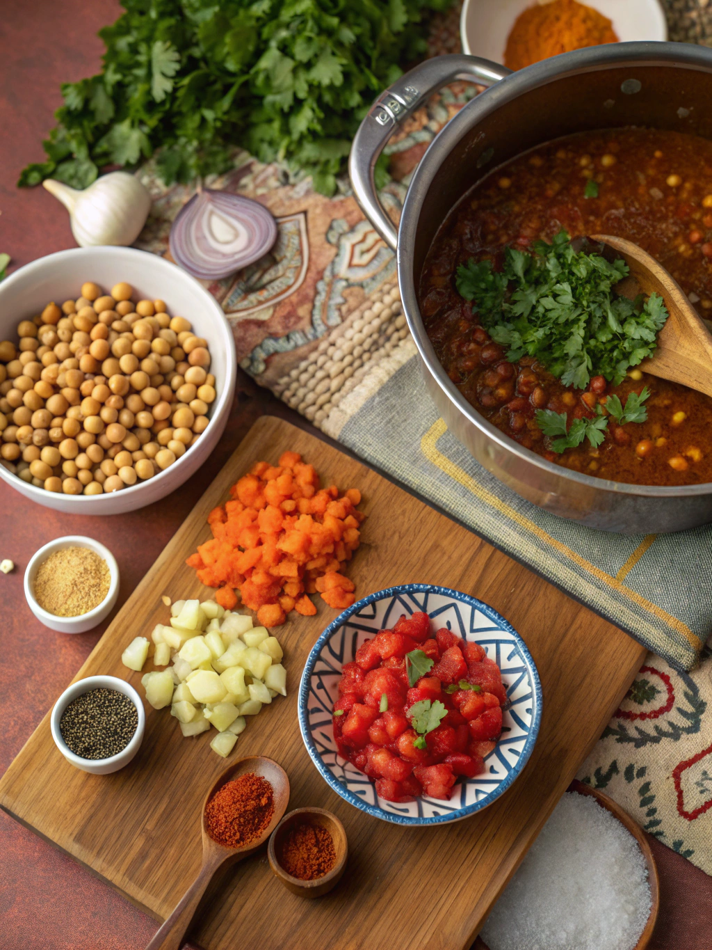 Moroccan Harira Soup Recipe preparing steps