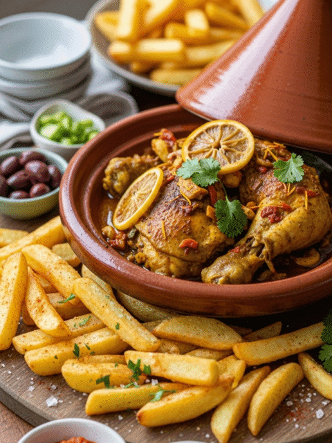 Moroccan Chicken with Fried Potatoes Recipe